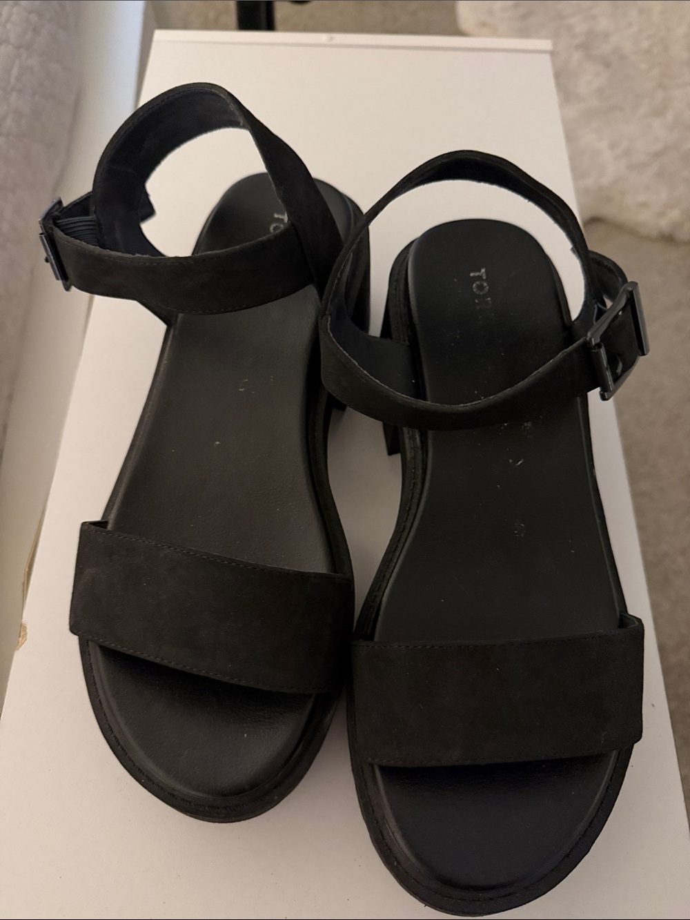 Black Ankle-Strap Suede Sandals